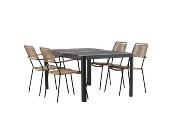 Togo Matgrupp Utomhus 70 cm + 4 st Lindos Karmstolar - Svart/Beige - Utemöbler & utemiljö - Utegrupp - Matgrupp utomhus