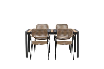 Togo Matgrupp Utomhus 70 cm + 4 st Lindos Karmstolar - Svart/Beige - Utemöbler & utemiljö - Utegrupp - Matgrupp utomhus
