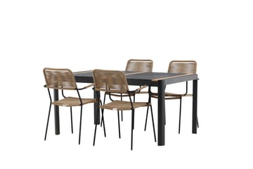 Togo Matgrupp Utomhus 70 cm + 4 st Lindos Karmstolar - Svart/Beige - Utemöbler & utemiljö - Utegrupp - Matgrupp utomhus