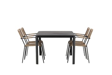 Togo Matgrupp Utomhus 70 cm + 4 st Lindos Karmstolar - Svart/Beige - Utemöbler & utemiljö - Utegrupp - Matgrupp utomhus