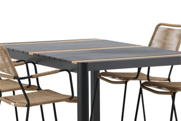 Togo Matgrupp Utomhus 70 cm + 4 st Lindos Karmstolar - Svart/Beige - Utemöbler & utemiljö - Utegrupp - Matgrupp utomhus