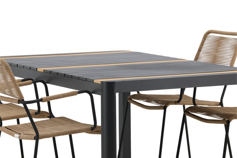 Togo Matgrupp Utomhus 70 cm + 4 st Lindos Karmstolar - Svart/Beige - Utemöbler & utemiljö - Utegrupp - Matgrupp utomhus