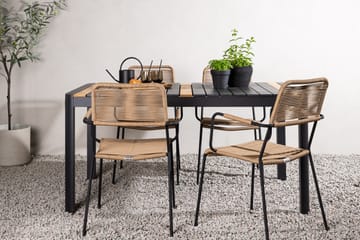 Togo Matgrupp Utomhus 70 cm + 4 st Lindos Karmstolar - Svart/Beige - Utemöbler & utemiljö - Utegrupp - Matgrupp utomhus
