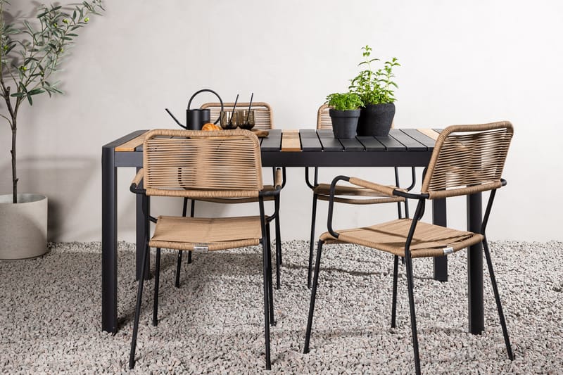 Togo Matgrupp Utomhus 70 cm + 4 st Lindos Karmstolar - Svart/Beige - Utemöbler & utemiljö - Utegrupp - Matgrupp utomhus