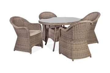 Toscana Matgrupp Utomhus 110 cm inkl 4 Utefåtöljer - Brun - Utemöbler & utemiljö - Utegrupp - Matgrupp utomhus