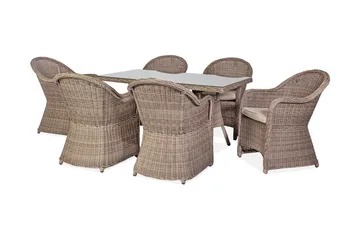 Toscana Matgrupp Utomhus 140 cm inkl 6 Utestolar - Brun - Utemöbler & utemiljö - Utegrupp - Matgrupp utomhus