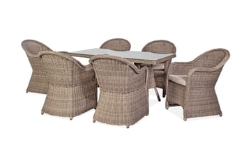 Toscana Matgrupp Utomhus 140 cm inkl 6 Utestolar - Brun - Utemöbler & utemiljö - Utegrupp - Matgrupp utomhus