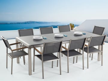 Trädgårdsmöbelset 1 Utebord+8 Utestolar Grosseto - Grå - Utemöbler & utemiljö - Utegrupp - Matgrupp utomhus
