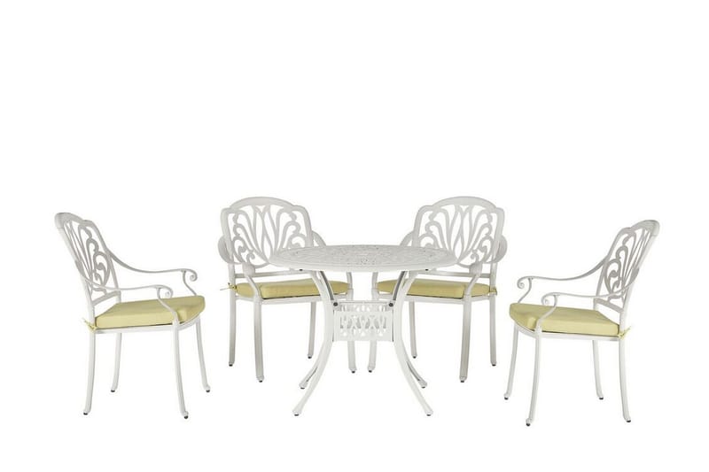 Trädgårdsmöbelset av bord och 4 stolar vit ANCONA - Vit - Matgrupp utomhus