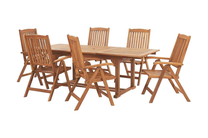 Trädgårdsmöbelset av bord och 6 stolar JAVA - Trä/natur - Matgrupp utomhus