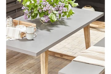 Trädgårdsmöbelset av Utebord och 2 Bänkar Utomhus grå ORIA - Grå - Utemöbler & utemiljö - Utegrupp - Matgrupp utomhus