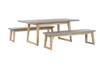 Trädgårdsmöbelset av Utebord och 2 Bänkar Utomhus grå ORIA - Grå - Utemöbler & utemiljö - Utegrupp - Matgrupp utomhus