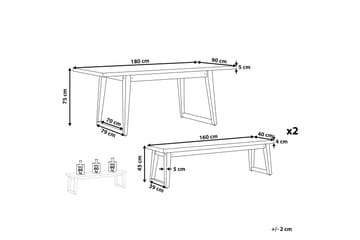Trädgårdsmöbelset av Utebord och 2 Bänkar Utomhus grå ORIA - Grå - Utemöbler & utemiljö - Utegrupp - Matgrupp utomhus