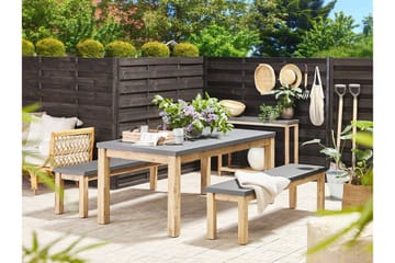 Trädgårdsmöbelset av Utebord och 2 Bänkar Utomhus grå OSTUNI - Grå - Utemöbler & utemiljö - Utegrupp - Matgrupp utomhus