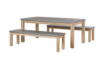 Trädgårdsmöbelset av Utebord och 2 Bänkar Utomhus grå OSTUNI - Grå - Utemöbler & utemiljö - Utegrupp - Matgrupp utomhus