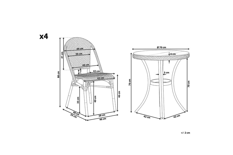 Trädgårdsmöbelset av Utebord och 4 Utestolar RIFREDDO - Blå - Utemöbler & utemiljö - Utegrupp - Matgrupp utomhus