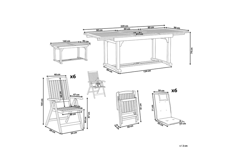 Trädgårdsmöbelset av Utebord och 6 Utestolar JAVA - Trä/natur - Utemöbler & utemiljö - Utegrupp - Matgrupp utomhus