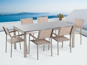 Trädgårdsmöbelset Med Utebord+6 Utestolar Grosseto - Beige - Utemöbler & utemiljö - Utegrupp - Matgrupp utomhus