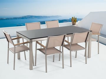 Trädgårdsmöbelset Med Utebord+6 Utestolar Grosseto - Beige - Utemöbler & utemiljö - Utegrupp - Matgrupp utomhus