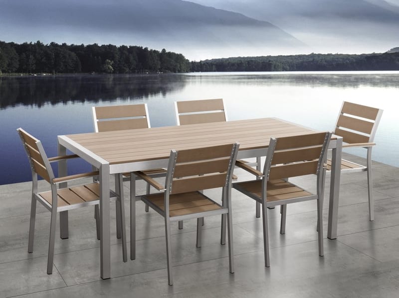 Trädgårdsmöbelset Med Utebord+6 Utestolar Vernio - Trä|Natur - Utemöbler & utemiljö - Utegrupp - Matgrupp utomhus
