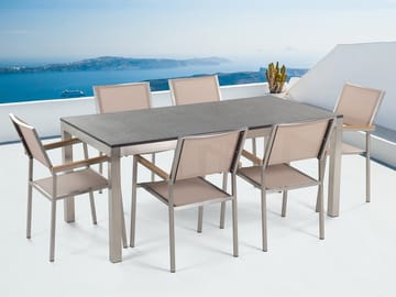 Trädgårdsmöbelset Med Utebord+Utestolar 6 St Grosseto - Beige - Utemöbler & utemiljö - Utegrupp - Matgrupp utomhus