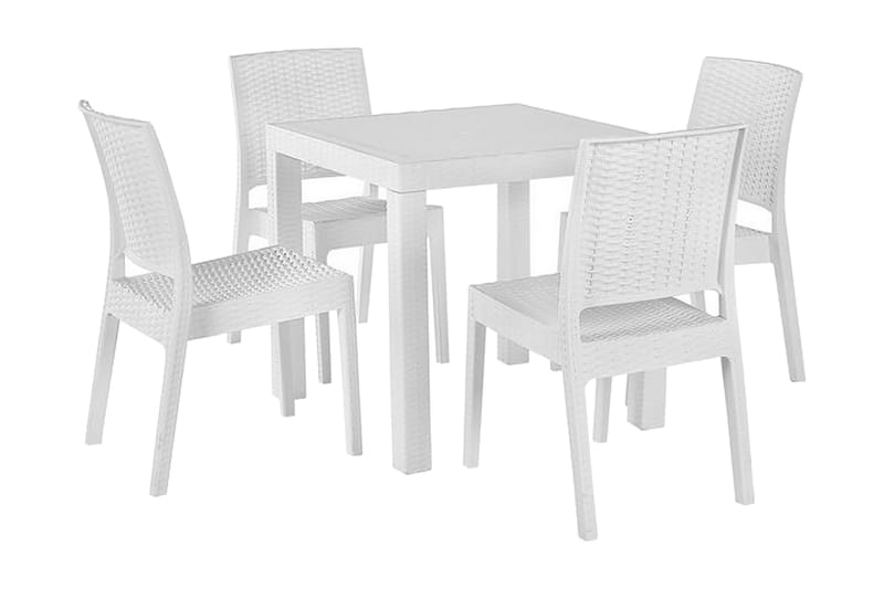 Trädgårdsset av bord och 4 stolar FOSSANO - Vit - Matgrupp utomhus