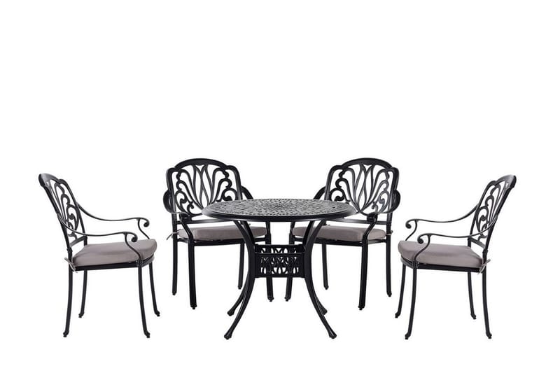 Trädgårdsset av bord och 4 stolar svart ANCONA - Svart - Matgrupp utomhus