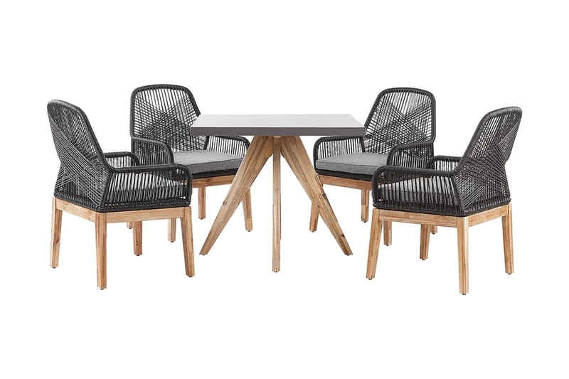 Trädgårdsset av bord och 4 stolar svart/grå OLBIA - Grå - Matgrupp utomhus