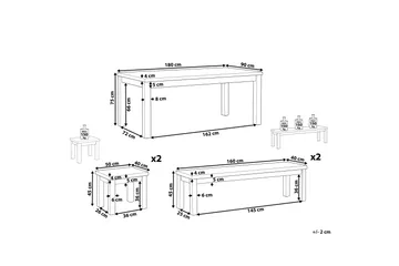 Trädgårdsset av Utebord 2 Bänkar Utomhus och 2 Utestolar OSTUNI - Grå - Utemöbler & utemiljö - Utegrupp - Matgrupp utomhus