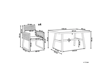Trädgårdsset av Utebord och 4 Utestolar CANETTO - Svart - Utemöbler & utemiljö - Utegrupp - Matgrupp utomhus