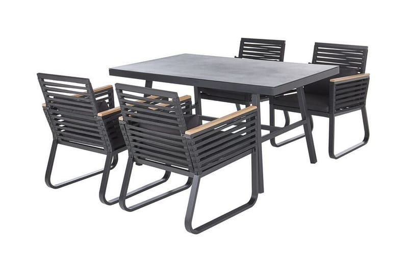 Trädgårdsset av Utebord och 4 Utestolar CANETTO, Svart