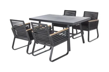 Trädgårdsset av Utebord och 4 Utestolar CANETTO - Svart - Utemöbler & utemiljö - Utegrupp - Matgrupp utomhus