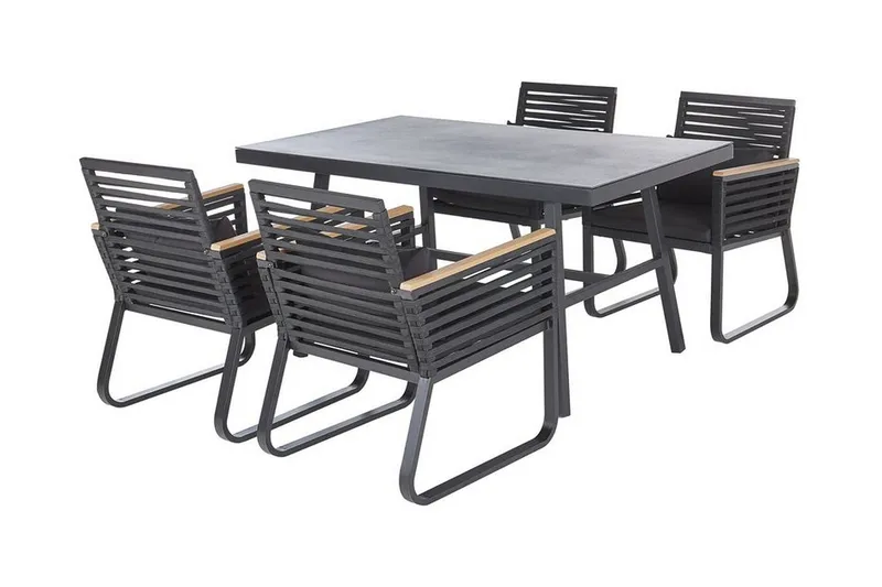 Trädgårdsset av Utebord och 4 Utestolar CANETTO, Svart