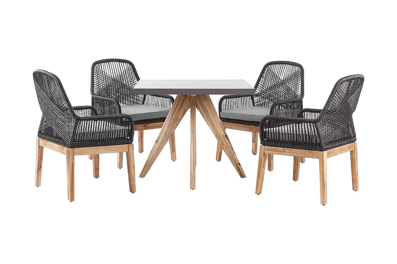 Trädgårdsset av Utebord och 4 Utestolar svart/grå OLBIA, Grå