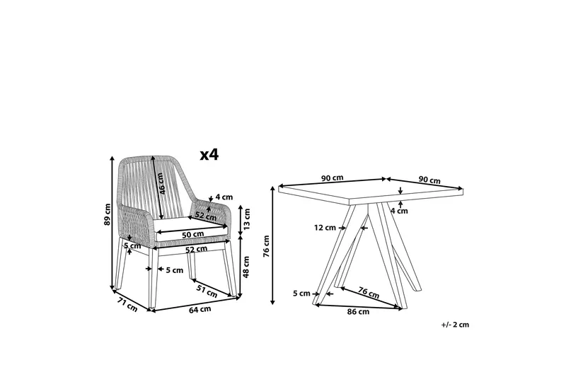 Trädgårdsset av Utebord och 4 Utestolar svart/grå OLBIA - Grå - Utemöbler & utemiljö - Utegrupp - Matgrupp utomhus