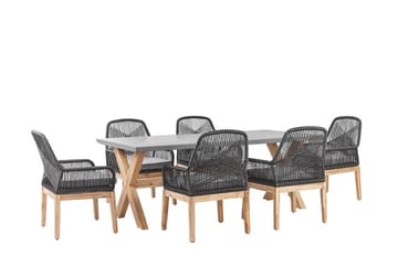 Trädgårdsset av Utebord och 6 Utestolar svart/grå OLBIA - Grå - Utemöbler & utemiljö - Utegrupp - Matgrupp utomhus