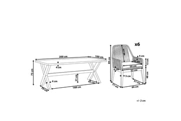 Trädgårdsset av Utebord och 6 Utestolar svart/grå OLBIA - Grå - Utemöbler & utemiljö - Utegrupp - Matgrupp utomhus