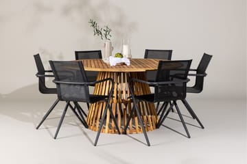 Matgrupp Utomhus Tucumán 120 cm Rund med 6 Alina Utestolar - Natur - Utemöbler & utemiljö - Utegrupp - Matgrupp utomhus