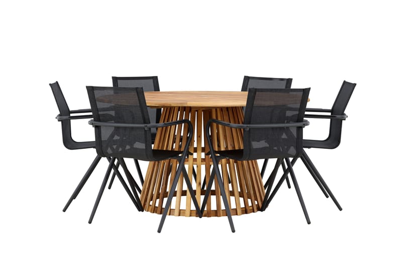 Matgrupp Utomhus Tucumán 120 cm Rund med 6 Alina Utestolar - Natur - Utemöbler & utemiljö - Utegrupp - Matgrupp utomhus