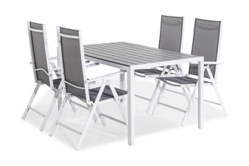 Tunis Matgrupp 150x90 + 4 Maggie Positionsstol - Vit/Grå - Utemöbler & utemiljö - Utegrupp - Matgrupp utomhus