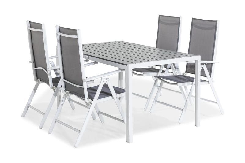Tunis Matgrupp 150x90 + 4 Maggie Positionsstol - Vit/Grå - Utemöbler & utemiljö - Utegrupp - Matgrupp utomhus