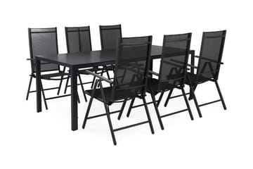 Tunis Matgrupp 205 + 6 Maggie Positionsstol - Svart - Utemöbler & utemiljö - Utegrupp - Matgrupp utomhus