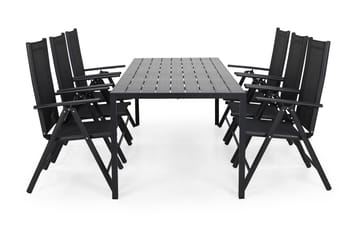 Tunis Matgrupp 205 + 6 Maggie Positionsstol - Svart - Utemöbler & utemiljö - Utegrupp - Matgrupp utomhus