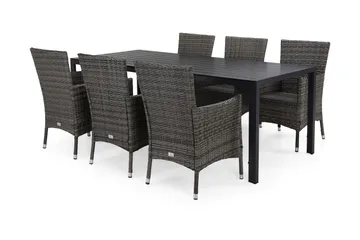 Tunis Matgrupp 205 + 6 Thor Fåtölj - Svart/Grå - Utemöbler & utemiljö - Utegrupp - Matgrupp utomhus