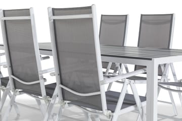 Tunis Matgrupp 205x90 + 6 Maggie Positionsstol - Vit/Grå - Utemöbler & utemiljö - Utegrupp - Matgrupp utomhus