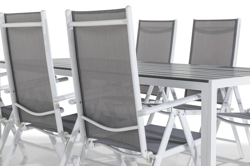 Tunis Matgrupp 205x90 + 6 Maggie Positionsstol - Vit/Grå - Utemöbler & utemiljö - Utegrupp - Matgrupp utomhus