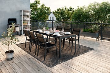 Tunis Matgrupp 205x90 cm + 6 Tunis Stapelstol - Svart/Svart - Utemöbler & utemiljö - Utegrupp - Matgrupp utomhus