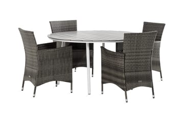 Tunis Matgrupp Utomhus 140 Rund + 4 Thor Fåtölj - Vit/Grå - Utemöbler & utemiljö - Utegrupp - Matgrupp utomhus