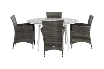 Tunis Matgrupp Utomhus 140 Rund + 4 Thor Fåtölj - Vit/Grå - Utemöbler & utemiljö - Utegrupp - Matgrupp utomhus