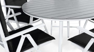 Tunis Matgrupp Utomhus 140 Rund + 6 Maggie Positionsstol m Dyna - Vit/Grå/Svart - Utemöbler & utemiljö - Utegrupp - Matgrupp utomhus